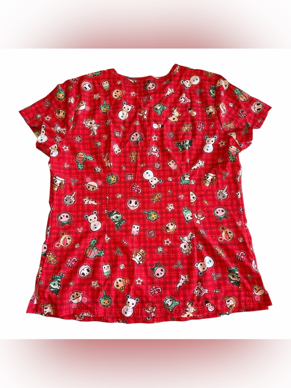 Tokidoki by Koi Holiday Character Scrub Top Women’s Medium Red Nurse Uniform - Picture 2 of 8